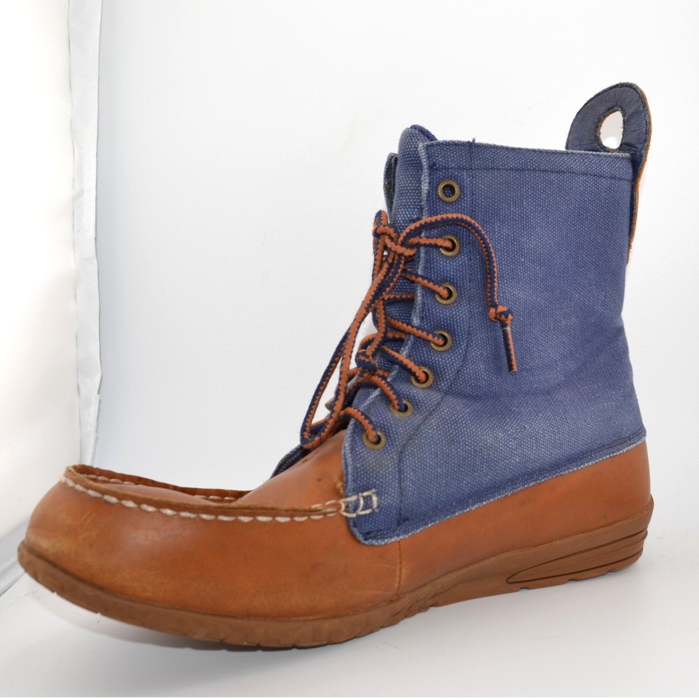 Pysberia Canvas Boot Sneaker Men's 12 Brown Navy Good Canvas Leather Lumberjack